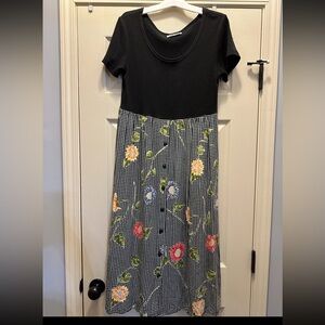 California Concepts Women's Vintage‎ Black Floral Dress